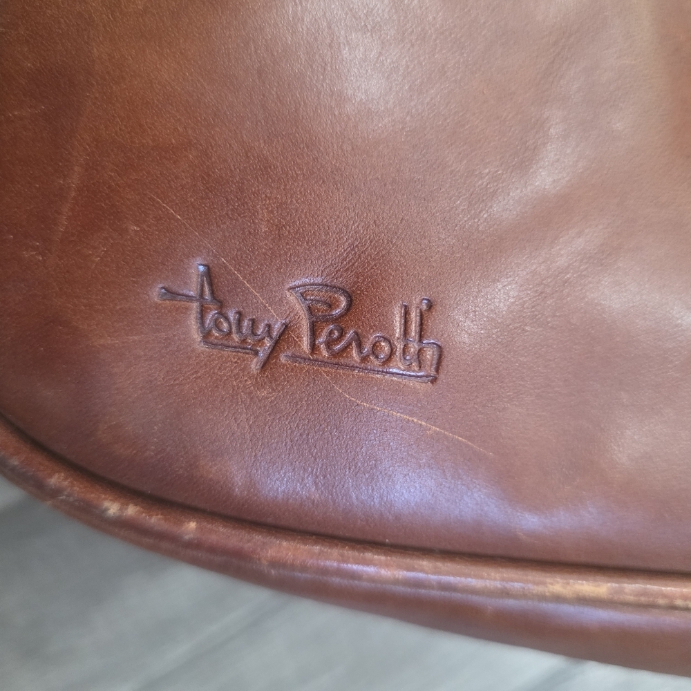 Tony Perrotti Brown Leather Briefcase Laptop Office Busines Bag Messenger Classy - Picture 13 of 16